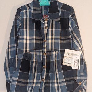 Blue Plaid Jak & Peppar Button Down sz 6